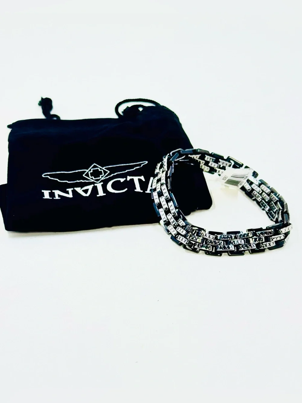 Invicta Elements Men’s Black & Silver Stainless Steel Link Bracelet 9” NWT/Bag